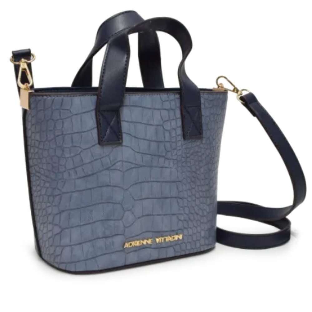 Adrienne Vittadini Blue Croc-Pattern Satchel